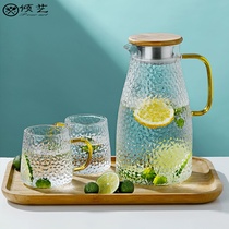 Cold water pot glass high temperature household large capacity cold water bottle Tea pot set Hammer pattern drop-proof heat-resistant boiling water cup