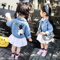 1 girl denim coat spring and autumn foreign gas baby coat short Princess Joker loose casual jacket
