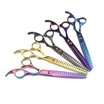 7 Inch Divine Walker Fish Bone Tooth Cut Color Plated Pet Scissors Pet Beauty Hit Slim Cut 5 Color Optional