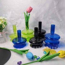 Manufacturer Direct Sales Creative Multicolored Glass Candle Holder Home Candle Light Dinner Pendulum with hand blown glass handiwork
