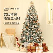 Korean style flocking simulation tree Nordic large net red Christmas tree 2021 Christmas home living room decoration set