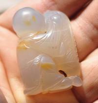 Fujintang Qing Dynasty old rock sugar Agate antique antique bag Old bag really carved fishing Weng Deli pendant hanging decoration apartment