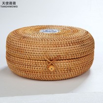 3 cake Puer tea box rattan storage box seven cake tea jar gift box desktop storage 357g vine large