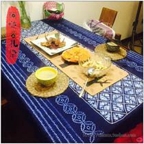 Table cloth of pure cotton plant blue dyed national wind hanging striped tea cloth