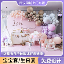 Wuhan baby's one-year-old 100-day banquet full moon ten-year-old 100-day banquet children's birthday balloon proposal door-to-door decoration