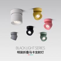 Bright spot lamp Nordic shaking head downlight ceiling small spotlight color shell aisle lamp household macaron ceiling lamp