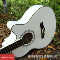 40 Inch Linden Wood Folk Song Deficiency Corner Practice Qin AG40 Matt White New Hands Starter Wood Guitar Jita Instrument