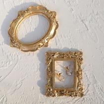 European retro copper color resin mini photo frame hollow jewelry positioning frame earrings necklace jewelry display photo