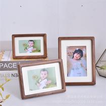 Black Walnuts Right Angle Photo Frame Solid Wood Pendulum NTU Small Size Spec Knot Wedding Photos Children Remembering Solid Wood Right Angle Photo Frame
