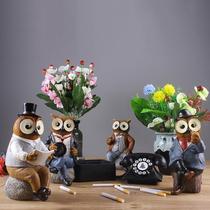 Creative Owl Resin Crafts Small Pendulum Pieces Individuality Brief Eu Decorations TV Cabinet Red Wine Racks Home Furnishing