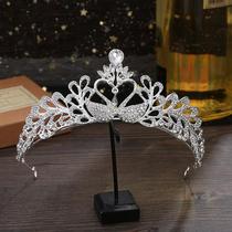 Korean bride Crown European and American high-end wedding jewelry photo studio shooting crystal rhinestone metal crown wholesale