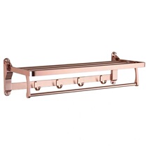 Punch-free bright black gold space aluminum bathroom towel rack hotel folding bath towel rack