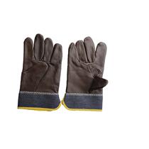 Raw factory manufacturer denim Bujia private leather electric welding gloves Short half leather flower Pilabor Gloves Metallurgical Factory