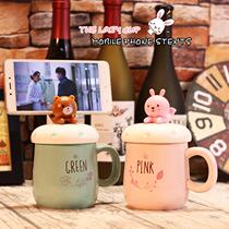 Mark cup ceramic mug cute couple coffee cup Korean version schoolgirl water glass with lid spoon trend with lid with lid