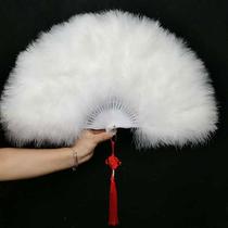 Full velvet thickened feather Standard Dance Standard Cheongsam Catwalk stage performance fan 50*30cm