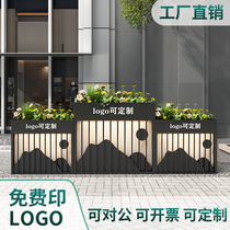 Outdoor wrought iron flower box combination stainless steel flower slot square municipal commercial street sales department partition fence flower bed