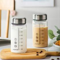 Minimalist scale milk water bottle Home students portable external belt soy milk glass cup with cover coffee breakfast mug