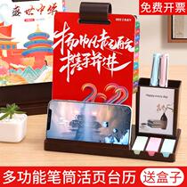 2022 desk calendar custom Tiger year creative desktop business office ornaments multifunctional pen holder turning table calendar
