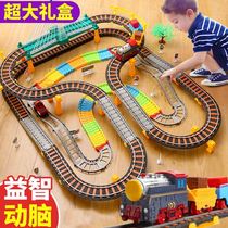 Track car toys Childrens track racing car with track train simulation rail electric puzzle boy high speed rail