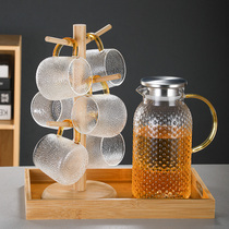 Home Glass Cool Kettle Water Cup Suit Heat Resistant High Temperature Cold Kettle Teapot Large Capacity Cool White Open Glass Pot Bottle