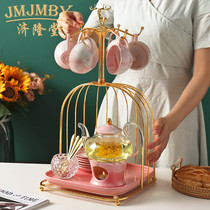Nordic style boiled fruit teapot set light extravagant afternoon tea set English tea cup tea tea tea pot candle heating