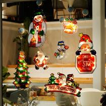 Christmas suction cup lamp luminous lighting led lantern tree snowman old man storefront window decoration pendant atmosphere layout