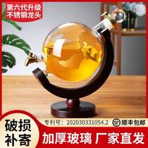 Bubble bottle with faucet glass wine bottle 4kg Earth wine bottle container bubble wine glass bottle decanter ornaments