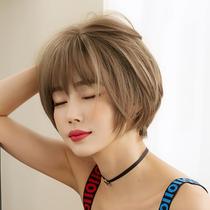 New wig women's short hair net red wave wave head round face head handsome short broken hair temperament bangs hair set