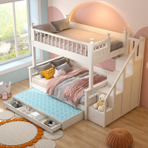 Full solid wood bunk beds Double beds Small family Type minimalist Hyundai One man and one woman bunk beds Childrens primary and secondary bed drag beds