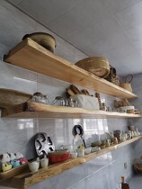 WALL SHELF SOLID WOOD LINED WITH PARTITION BACKGROUND WALL LAMINATE WALL-MOUNTED LOG NATURAL SIDE LIVING ROOM FLOOR BOOKSHELVES KITCHEN