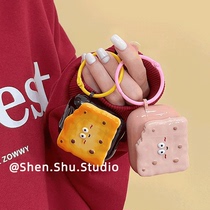 Cute stereo cookie cartoon applies Airpodspro protective suit two or three generations of new wireless Bluetooth collection package Airpods3 2 Apple headphones protective shell soft silicone couple