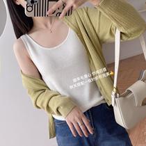 Early autumn with fine wool knitted vest sling base shirt female low collar I-shaped slim short
