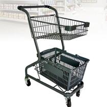 Supermarket shopping cart Shopping trolley Double-layer household shopping cart Photography props Net red shop decoration ktv cart