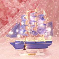 Creative New Teenage Girl Hearts Colorful Sailing Boat With Lamp Simulation Model Boat Send Girls Birthday Gifts INS Swing