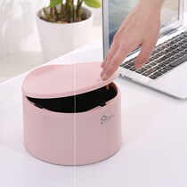 Desktop trash can Nordic creative cute office small table living room pressing elastic cover small household garbage