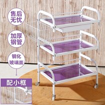 Beauty salon trolley shelf Glass mobile multi-function hair tool car fire tank three-layer drawer type