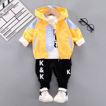 Baby long sleeve set 2021 new boys spring and autumn childrens clothing 1-4 years old foreign-style childrens three-piece set Korean tide 3