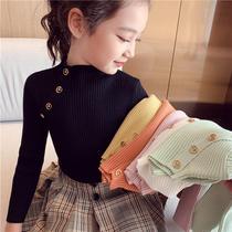 Girls Sweater Spring and Autumn Childrens T-shirt base shirt 2021 New Chinese Tong Knitwear Pure Little Girl Top