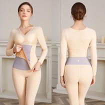 Autumn and winter long-sleeved trousers body shotgun split suit postpartum waist belly lifting hip warm clothing body carving no-wearing bra