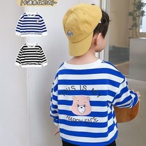 Boy Crewneck Striped Sweater 2021 Childrens Clothes Korean Baby Loose Top Children Casual Long Sleeve