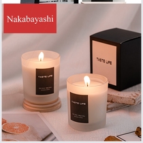 Mian glass handmade soy wax scented candle 7080 transparent wooden cover smokeless fragrance candle gift