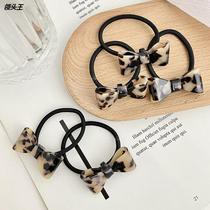 New girl butterfly knot rope BAO WEN butterfly knot ring acetic acid plate black leather jacket headdress