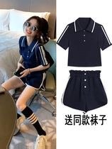 Short-sleeved sports suit womens summer fashion western style age reduction and thin net red fried street casual shorts running two-piece suit