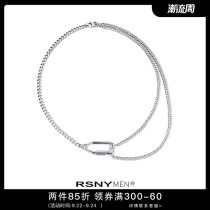 (Wang Jiaer Zheng Xingyuan same model) RSNY MEN safety buckle necklace MEN 2021 New Tide double neck chain