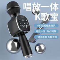 新款支持 双人合唱户外卡拉OK音箱话筒一体机DS813无线蓝牙麦克风