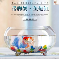 Office small cylinder thickened transparent glass turtle cylinder living room household mini with foot small cylinder