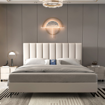 Modern light luxury style leather bed Master bedroom double bed 1 8 meters 1 5m Nordic simple Italian small apartment storage bed