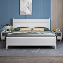 Nordic white solid wood bed 1 2m single bed 1 35m small apartment childrens bed Modern simple storage high box bed