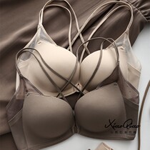 Japans new bra summer incognito gathered without steel rim Kapok glossy thin section small chest beauty back underwear women