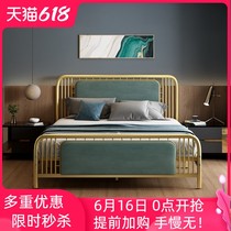  Modern simple light luxury net red wrought iron bed European soft bed 1 2 meters 1 5 meters single double princess iron frame bed